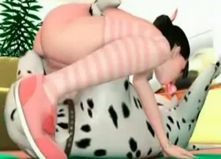 3D cunnilingus session with a Doberman